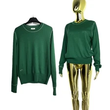 Maison Sarah Lavoine Cashmere Silk Green Basic Sweater Pullover Size 1