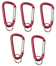5pc 3" Aluminum Carabiner D-Ring Keychain Locking Spring Belt Clip Snap Hook RED