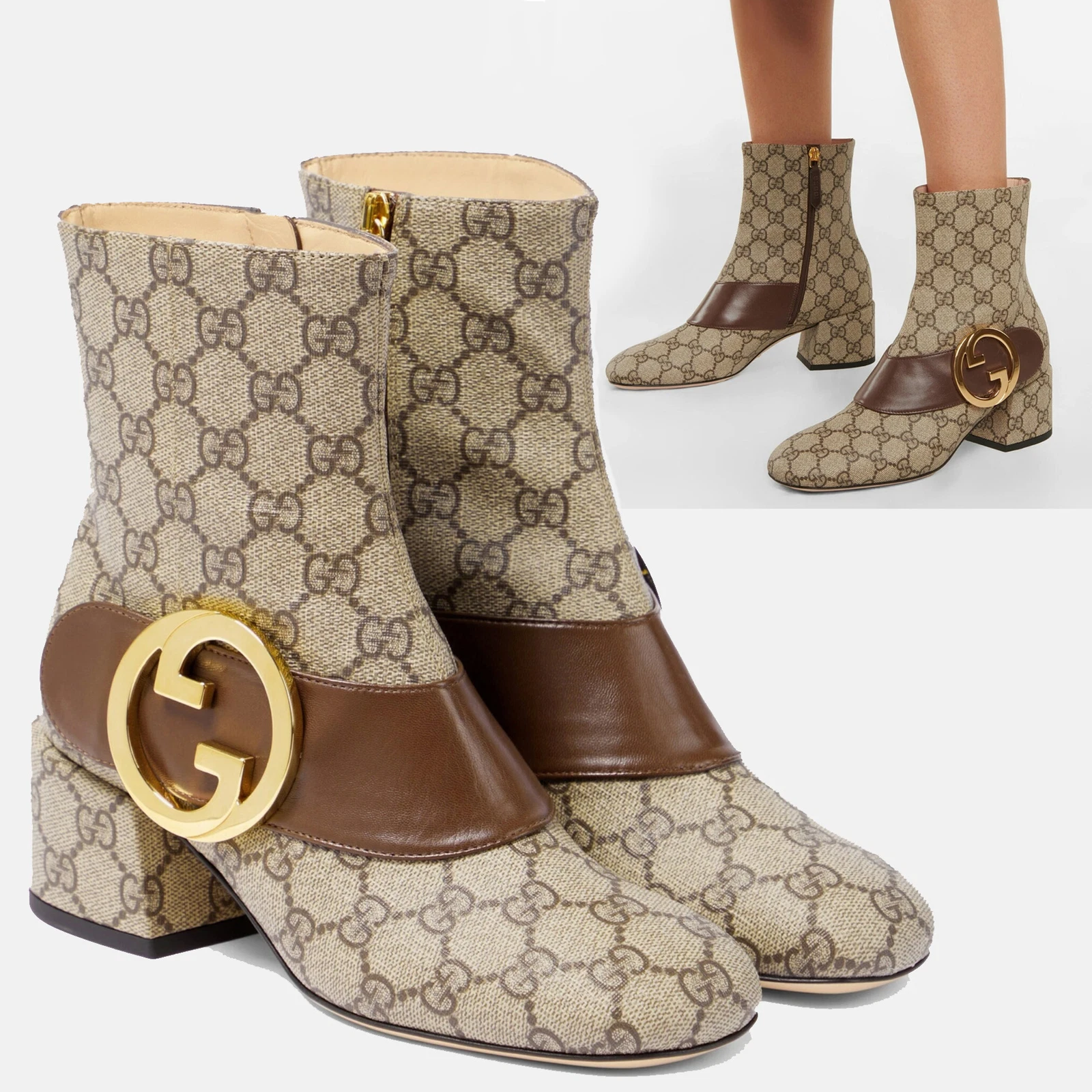 BOTTES GUCCI BLONDIE GG TOILE SUPRÊME LOGO G BOTTINES 1 taille 39,5 9,5 US