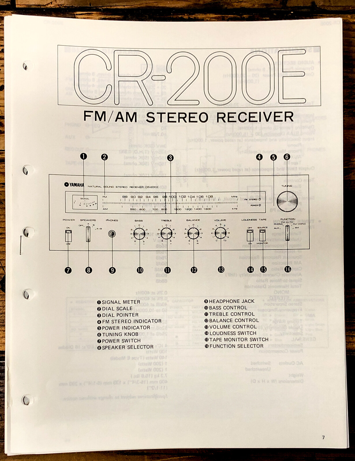Yamaha CR-200E Receiver Adjustments Schematic Specs Manual *Original*