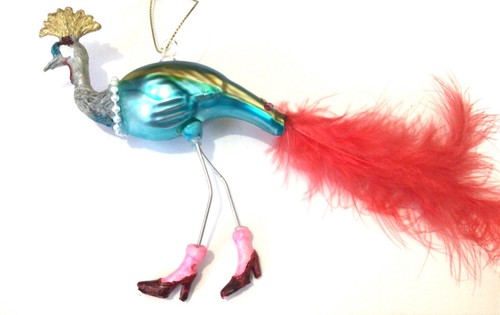 Peacock bird in high heel stiletto shoes Red feather hanging decoration ornament - Bild 4 von 12