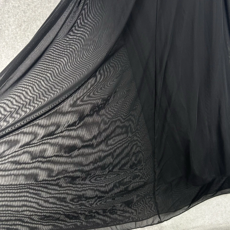 Tadashi Shoji Women Black Sheer Maxi Skirt Lined Sz 12 Vntg Evening Formal Party - Image 3 of 4