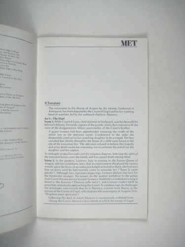 Il Trovatore New York City Opera Stagebill February 1990 Lincoln Center - Picture 4 of 7