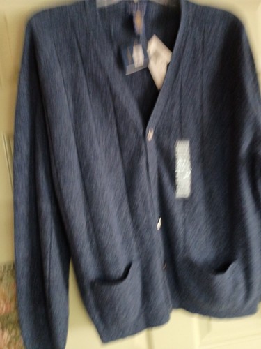 Charter Room Blue 100% Lamb Wool Cardigan Sweater Men XL NWT - Picture 2 of 6