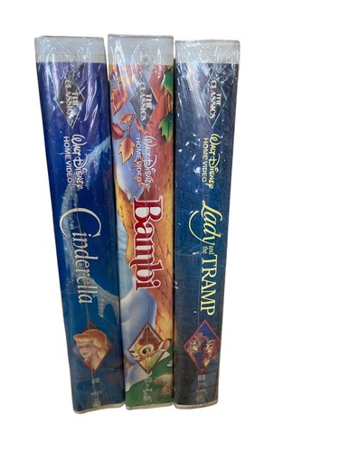 3 X Sealed Disney VHS Tapes Black Diamond Red Signature Lady Cinderella Bambi - Picture 2 of 12