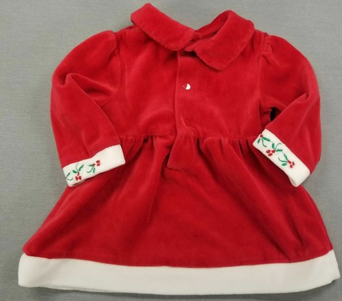Baby Girl Nursery Rhyme 3-6 Month Red Velour Mistletoe Dress - Picture 3 of 4