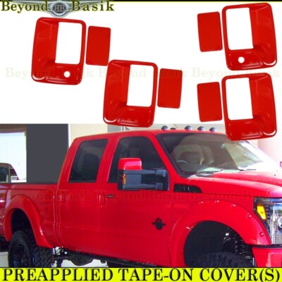 1999-2016 FORD F250-F550 Superduty Crew Cab Door Handle COVERS W/PSK PQ RACE RED