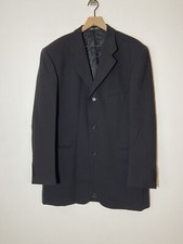 Sergio Valentino Black 3 Button 100 Wool 52 6 L Blazer Jacket Super 100 s