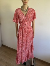 Robe longue rouge orangée et blanche neuve Fashion taille S/M