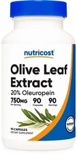 Nutricost Olive Leaf (20% Oleuropein) 750 MG, 90 Capsules - Non-GMO, Gluten Free