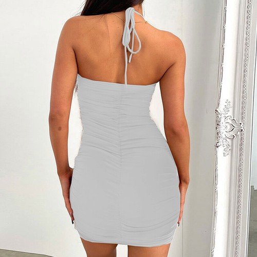 Sexy Neckholder-Bodycon-Minikleid Für Damen Abendparty Cocktail-Club-Kleid↕ 〒 - Picture 8 of 25