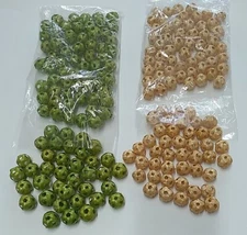 100 Count Vintage Basket Weave Wicker Balls, Approx. 3/4"   Green or Straw Gold