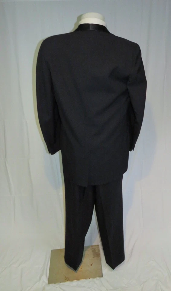 Raleigh Haberdasher Black Solid Woven Vintage 50’s One Button Tuxedo 43XL - Image 2 of 4