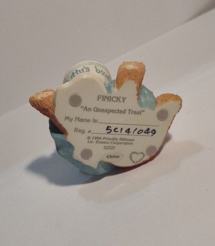 1994 Enesco Calico Kittens FINICKY "An Unexpected Treat" Priscilla Hillman - Picture 3 of 3