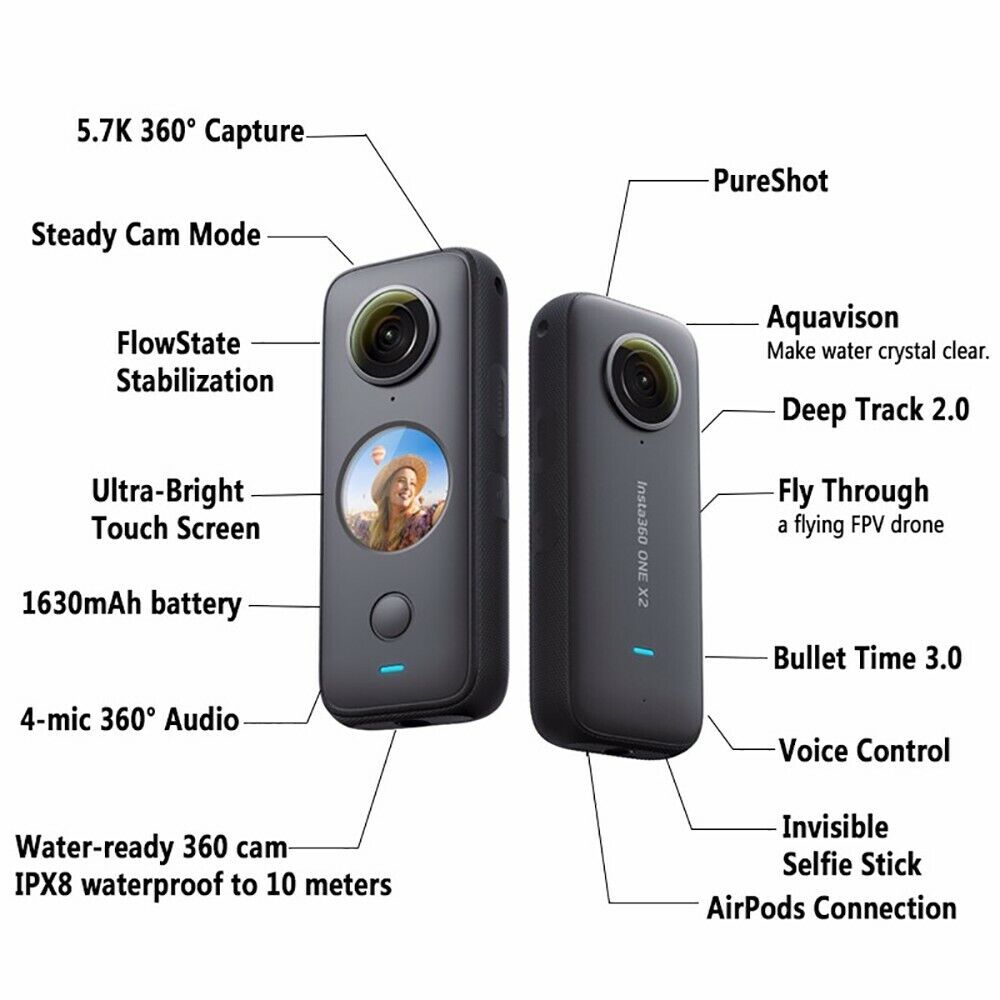 Insta360 One X2 Pocket Camera 360 Degree Waterproof Action Camera