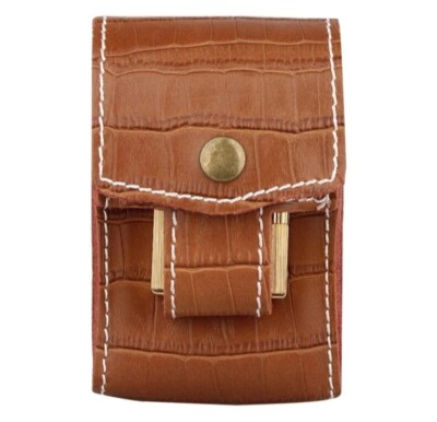 Luxury Leather Cigarette Lighter Holder Case Crocodile Pattern Belt Hanging 