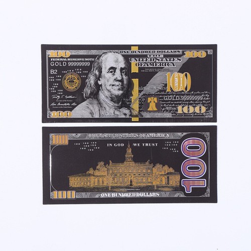 50PCS 100 Dollar Bills Black USA Banknote Black Gold Foil Commemorative Coin - Picture 5 of 10