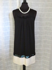 VERA WANG Cocktail LAVENDER LABEL Black Sleeveless Embellished Sheath Dress SZ 6