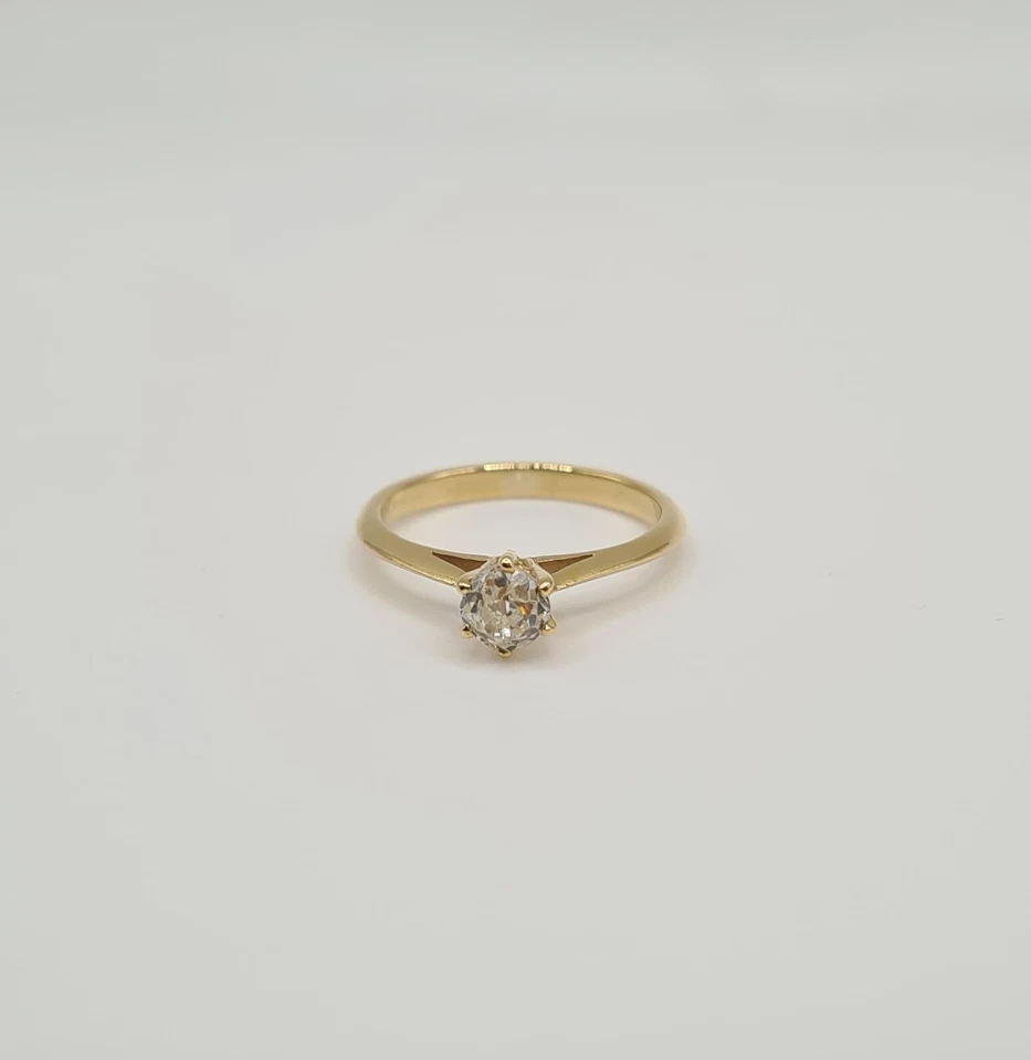 Bague en Or Jaune 18 carats sertie d'un diamant taille ancienne - Photo 2/4