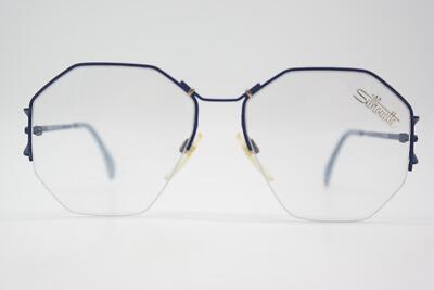 Vintage Brille Silhouette 6056 /30 Blau Gold Halbrand Brillengestell eyeglasses