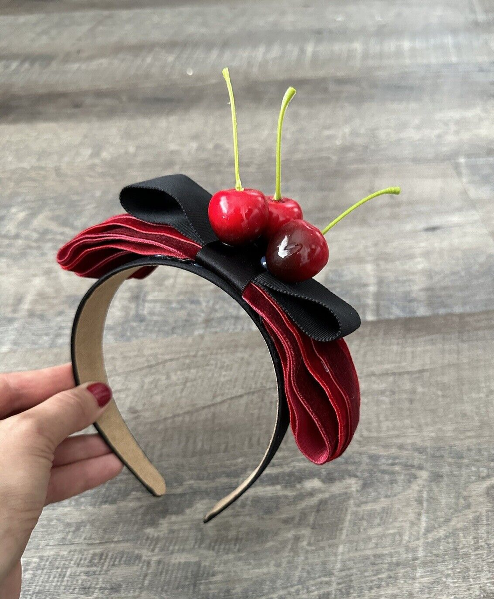 New Handmade Designer Fascinator Headband Cherries Velvet