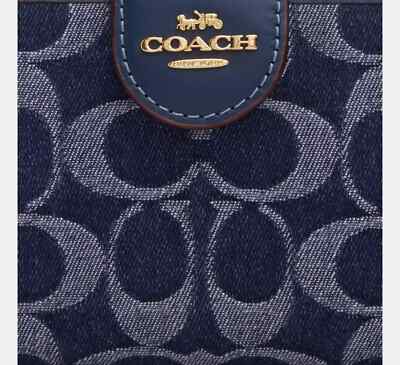NWT Coach Medium Corner Zip Wallet In Signature Denim CZ344/CAO96