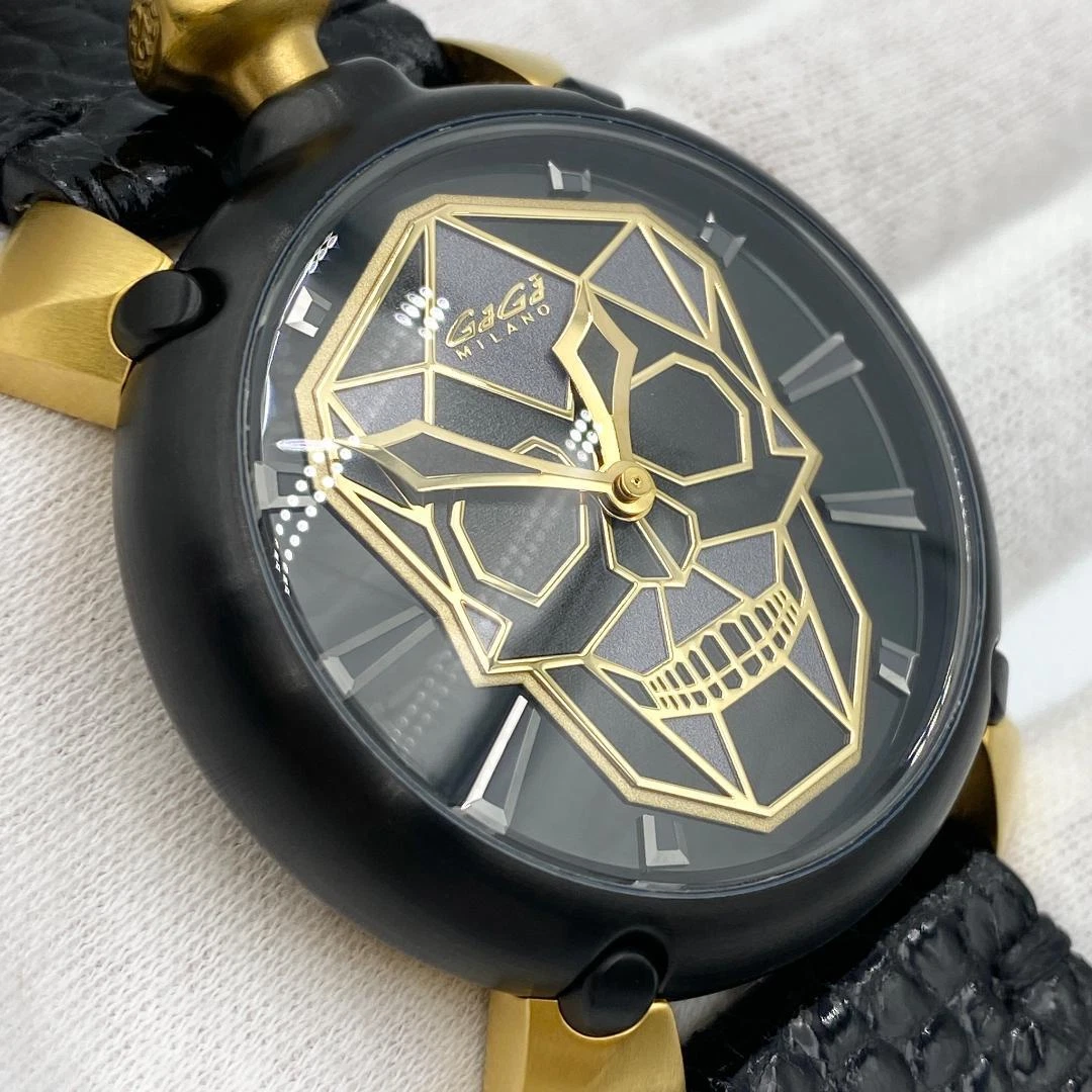 Gaga Milano Men's Watch Skull Automatic Black 45mm Limited Free Shipping