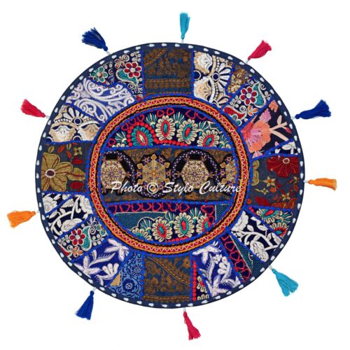 Vintage Kantha Patchwork Floor Cushion Cover Indian Decorative Ottoman Pouffe - Picture 20 of 44