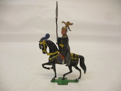 x-92250	Antike Zinnfigur vollplastisch Ritter auf Pferd H:ca. 70mm ,