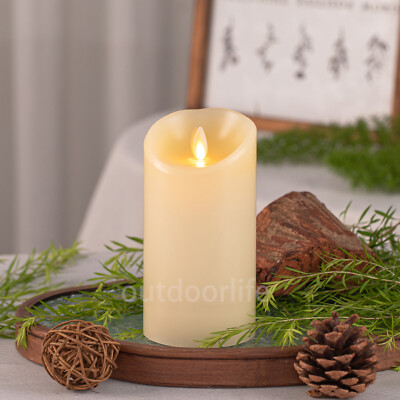 Luminara Flameless Wax Pillar Candles Unscented Moving Flame Battery Ivory 3x5.5