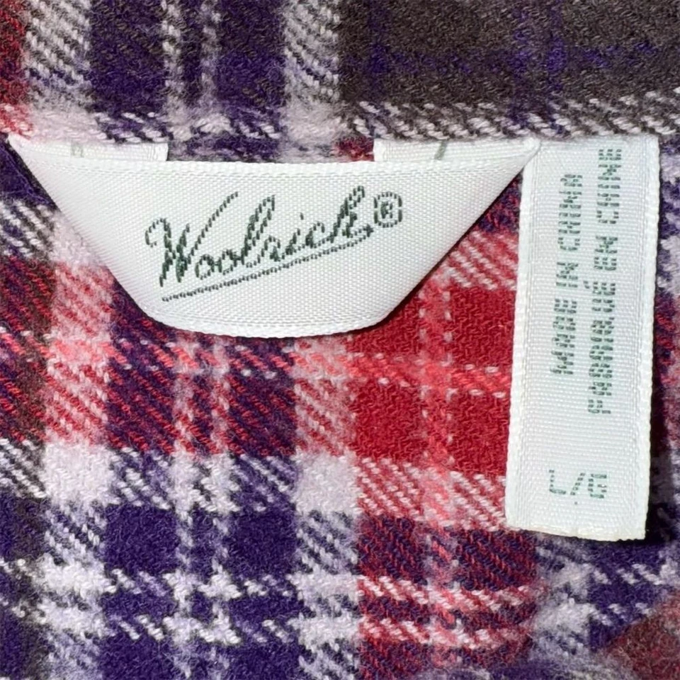 Camisa de vestir vintage de franela a cuadros Woolrich para mujer L hasta la rodilla Cabincore sin cinturón Foto 3 de 4