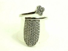 Cute Ladies 66 stone By-Pass Ring Cubic Zirconia Sterling Silver adjustable