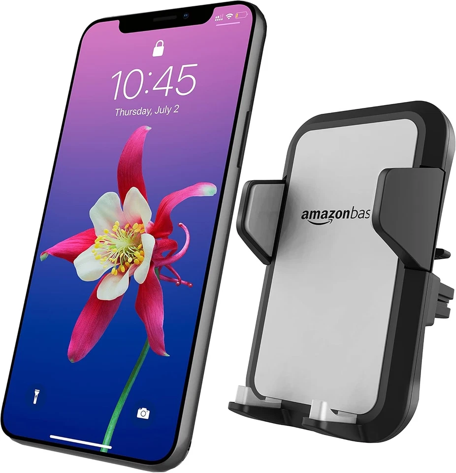 Suporte universal portátil para smartphone Amazon Basics para carro, fácil de cinza - Imagem 2 de 4