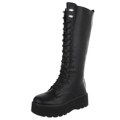 Damen Schnürschuhe mit Lochschnürung Ital-Design 3848 in Schwarz