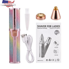 2 in 1 Electric Facial Hair Remover Eyebrow Trimmer Painless Shaver for Women
