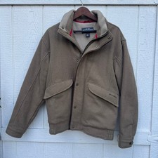 Woolrich Mens Jacket Brown Wool Blend Bomber Harrington Coat Talon Zip Size M