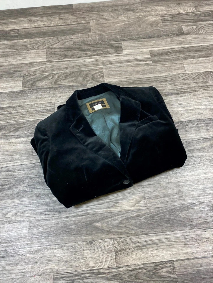 J. Blazer Traje Chaqueta Para Mujer CREW Escolar Botón Frontal Terciopelo Negro Talla 6 Foto 4 de 4