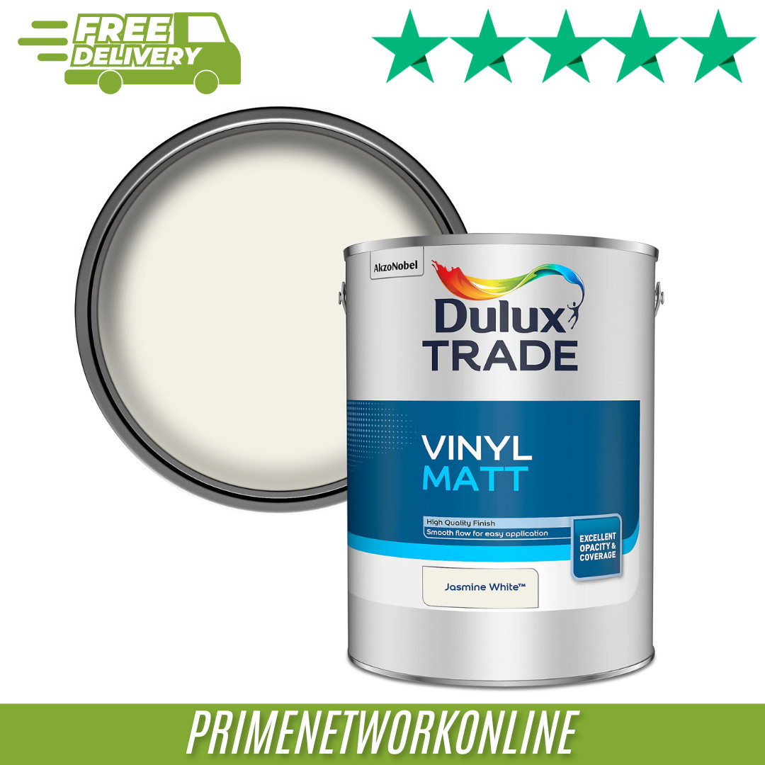 Dulux Trade Jasmine White Vinyl Matt Wall & Ceiling Emulsion Paint 5L