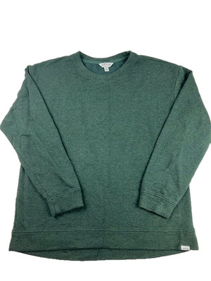 Orvis Mens Medium Green Soft Fleece Crewneck Pullover Sweater Sweatshirt Stretch