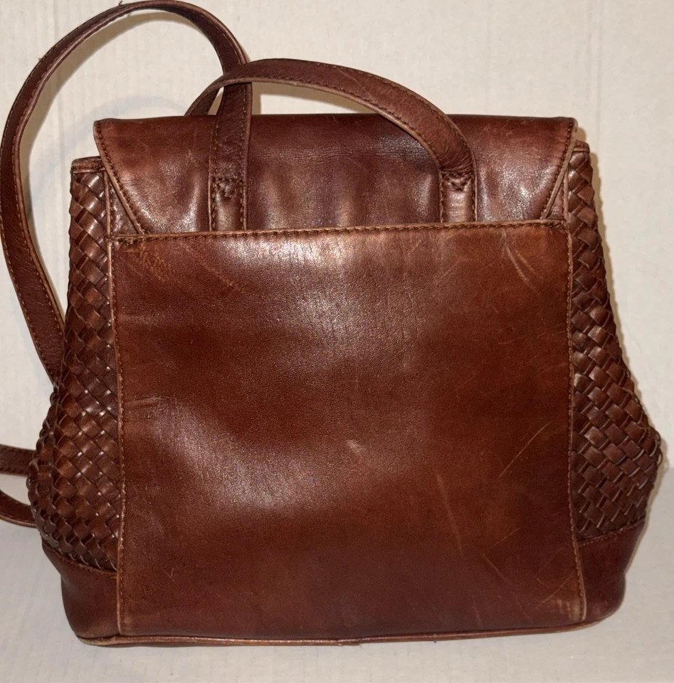 Vintage Etienne Aigner Woven Genuine Leather Backpack Adjustable Strap - Image 3 of 4