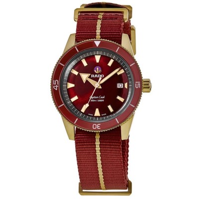 New Rado Captain Cook Automatic Bronze Red Dial Fabric Men's Watch R32504407