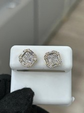 10K Gold Square Diamond Stud Earrings– 1.15CT