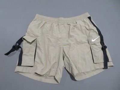 Nike Swim Shorts Mens 2XL Volley 7'' Tape Cargo Khaki Beige Utility Buckle Mesh