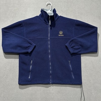 Beretta Jacket Mens L Navy Blue Fleece Full Zip Pockets Outdoor Yukon 2000 GUC