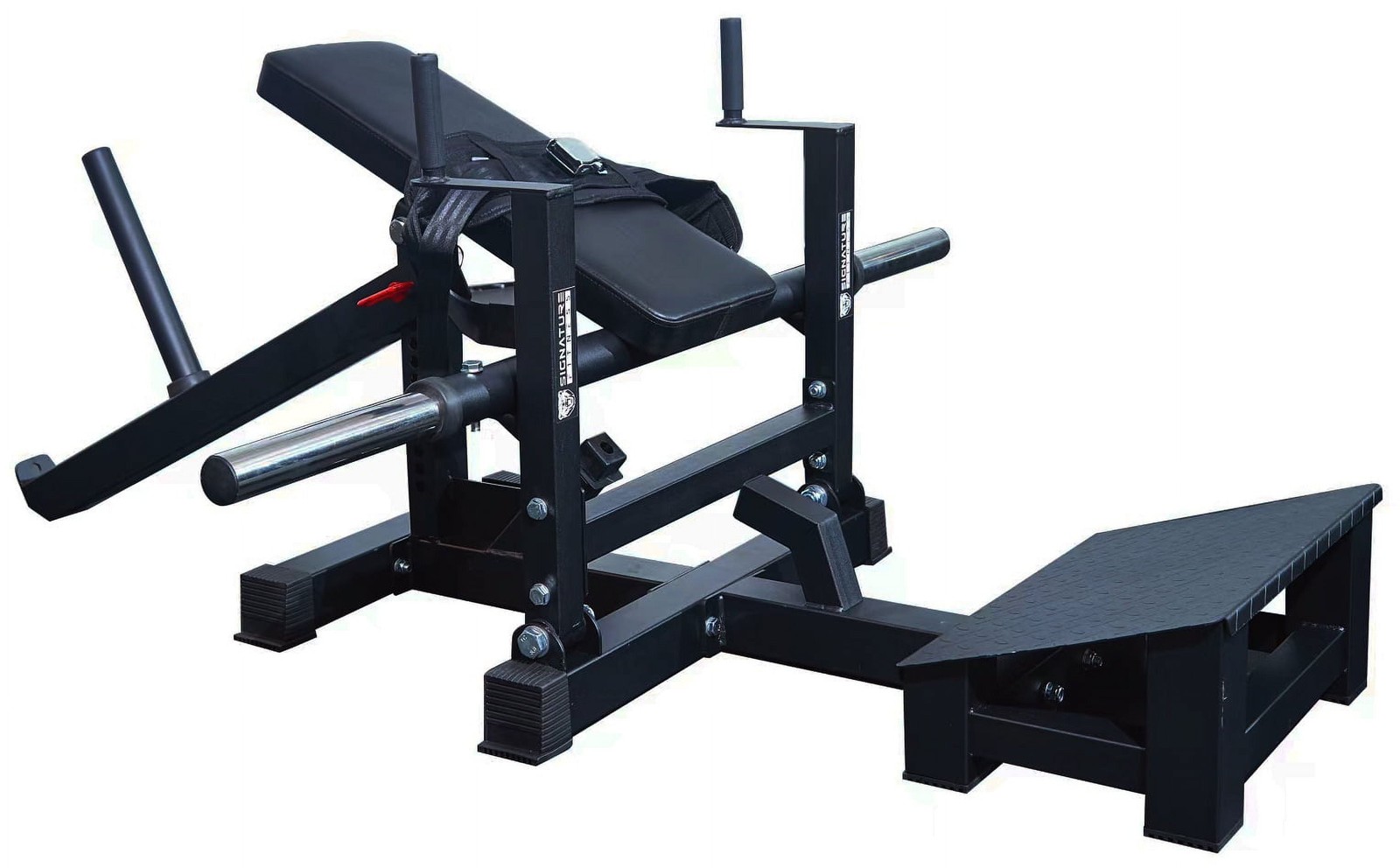 Glute Bridge Plate-Loaded Hip Thrust Machine, Black, Heavy-Duty Steel Frame, 176