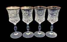 lavorazione a Mano Italian Crystal Wine Glass, 24k Gold Rim, 4 PC