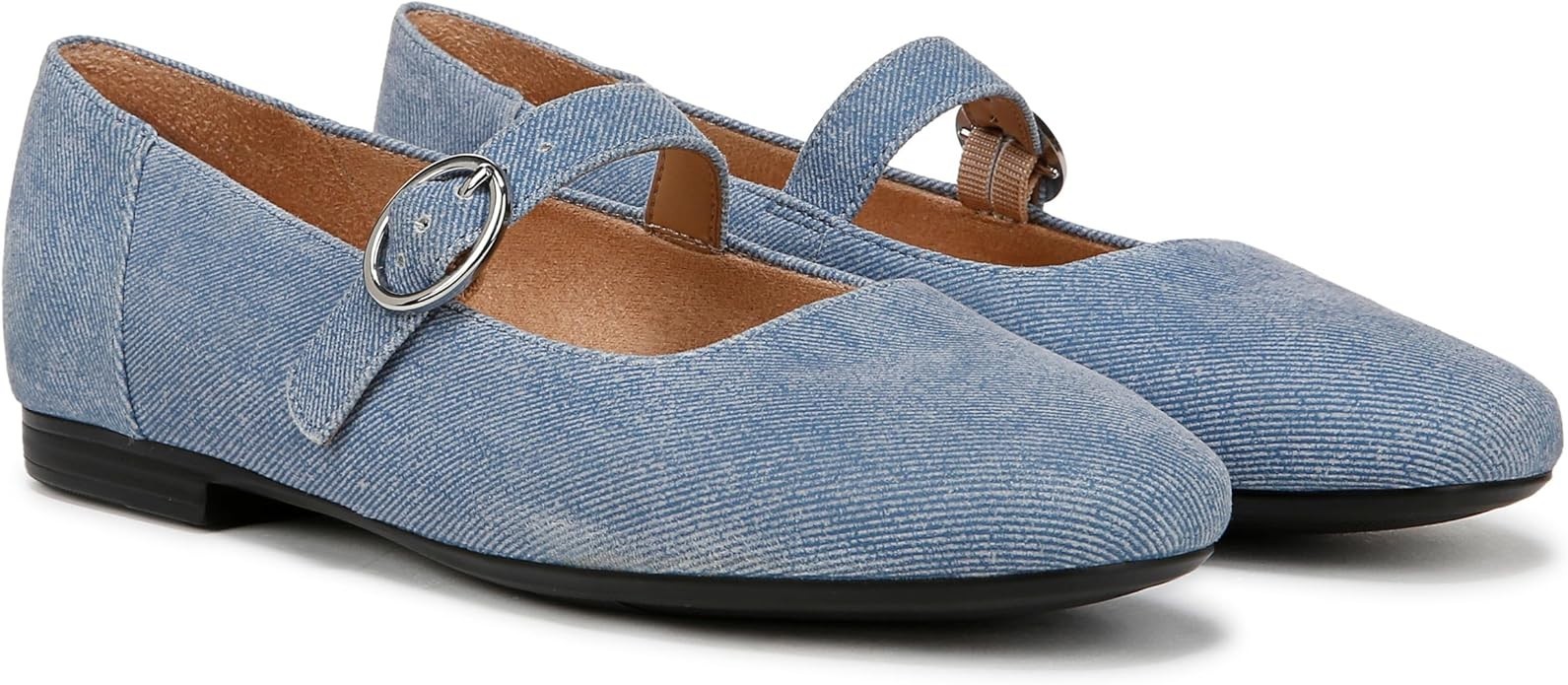 Naturalizer Women's Kelly Mary Jane Flats Denim Blue 6 Wide