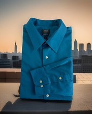 Arrow Fitted Dress Shirt Mens 18. 34/35 Turquoise Long Sleeve No Iron