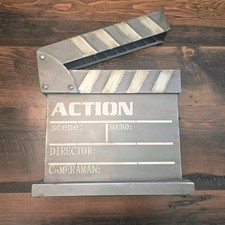 Metal Clapperboard Movie Slate Home Theater Decor Industrial Action Director