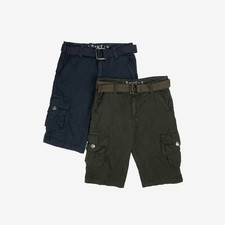 Raw X Kids and Boys 100 Cotton Belted Twill Cargo Shorts 8-18